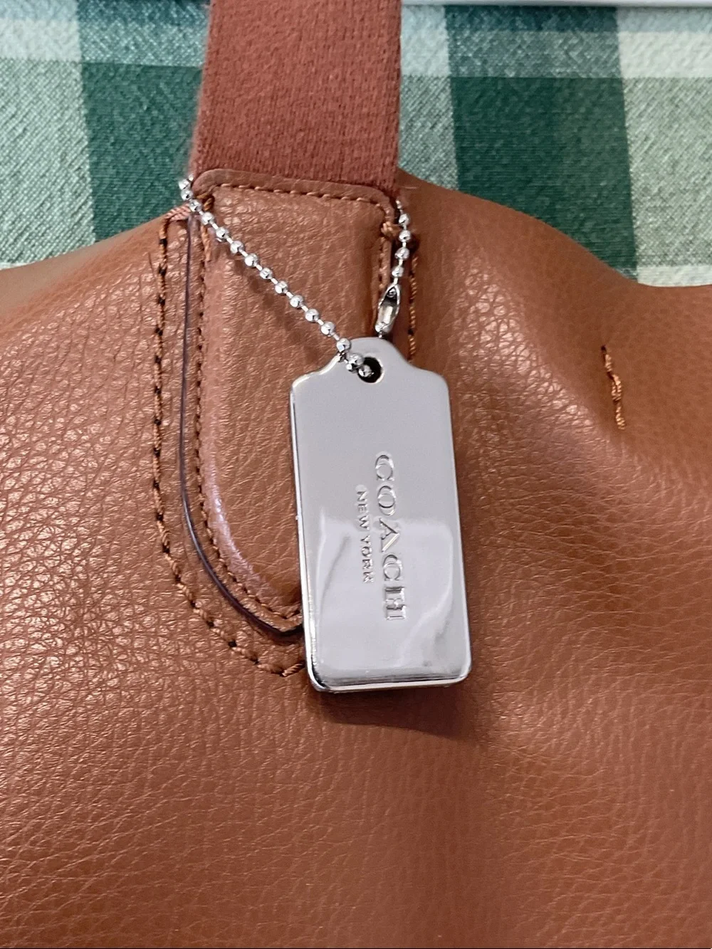 Coach Brown Leather Tote with Logo Tag